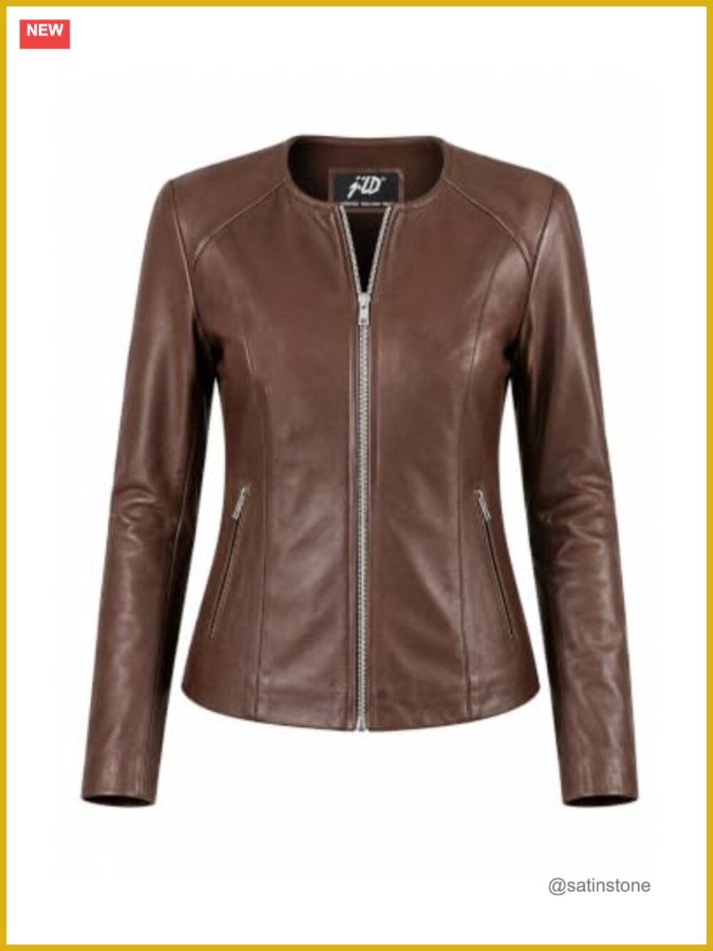 Slim Fit Collarless Leather Jacket Women Lightweight Lambskin